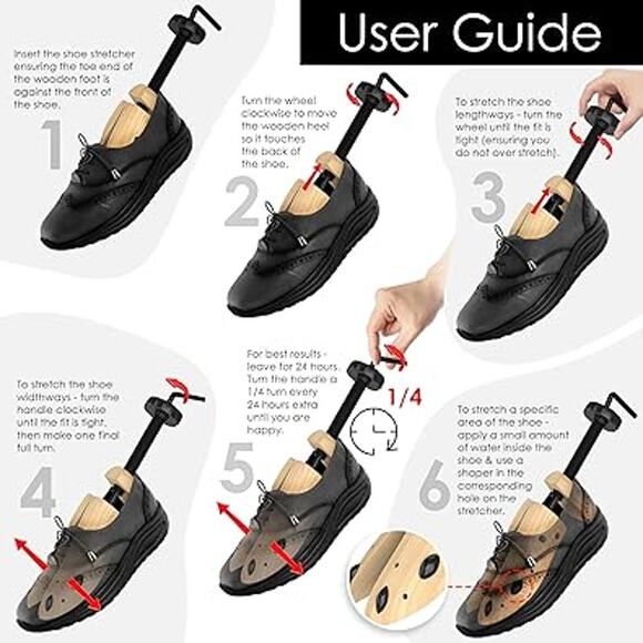 New Medipaq  Womens Size 4-9 Two Premium Pine Adjustable 4-Way Shoe Stretchers - Picture 4 of 6